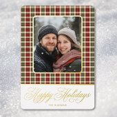 ホリデー素朴プレイドフォトクリスマスフォイルホリデー 箔シーズンカード