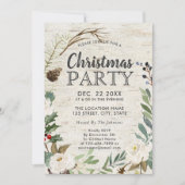 ホリデー素朴リースホワイト樺の木クリスマスパーティー 招待状 (正面)