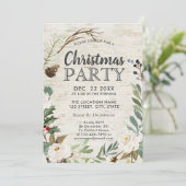 ホリデー素朴リースホワイト樺の木クリスマスパーティー 招待状 (スタンド正面)