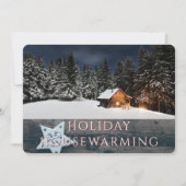 ホリデー素朴引っ越し祝いパーティーパーティースノーキャビン 招待状 (正面)