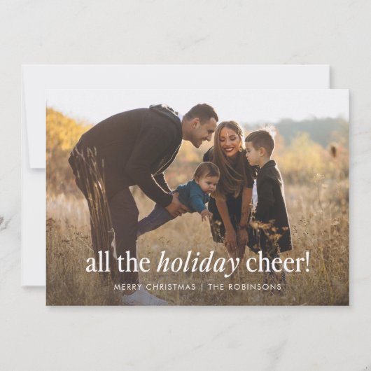 ホリデー素朴応援ファミリーフォトクリスマスカード シーズンカード (正面)