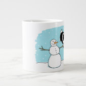 ホリデー縁どコリーアジリティドッグと雪だるま ジャンボコーヒーマグカップ (正面)