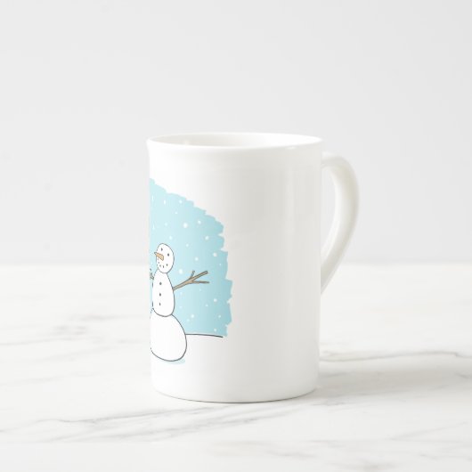 ホリデー縁どコリーアジリティドッグと雪だるま ボーンチャイナマグカップ (正面右)