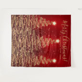 ホリデー背景 ゴールド 赤 楽しいクリスマス ツリー タペストリー (正面(横))