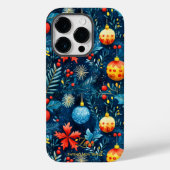 ホリデー芸術的-フェスティバルブルーと金ゴールドオーナメント Case-Mate iPhoneケース (裏面)