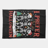 ホリデー醜いクリスマス私はハロウィンクリスマスを好む キッチンタオル (横)