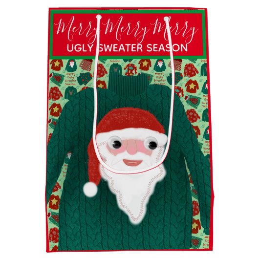 ホリデー醜いセーターカスタマイズテーマ抱き枕 ミディアムペーパーバッグ (裏面)