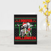 ホリデー醜いセーター私はハロウィンクリスマスを好む カード (黄色い花)