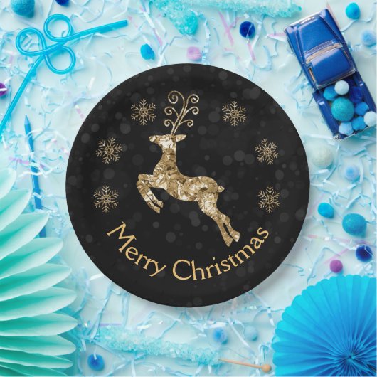 ホリデー金ゴールドくしゃくしゃくしゃくしゃくホイルクリスマストインデア ペーパープレート (パーティー)