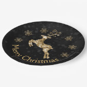 ホリデー金ゴールドくしゃくしゃくしゃくしゃくホイルクリスマストインデア ペーパープレート (アングル)