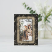 ホリデー金ゴールドグリッター額写真メリークリスマス ポストカード (スタンド正面)