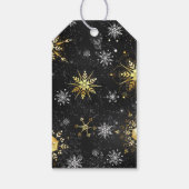 ホリデー金ゴールドブラックスノーフレーククリスマスクリスマス ギフトタグ (裏面)