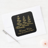 ホリデー金ゴールドリボンスタイルクリスマスツリーズブラック スクエアシール (封筒)