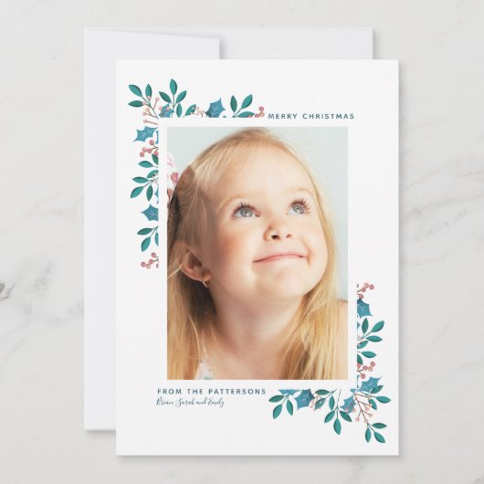 ホリデー開花メリークリスマス |青緑 シーズンカード (正面)