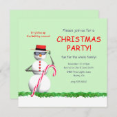 ホリデー雪だるまクリスマスパーティー 招待状 (正面/裏面)