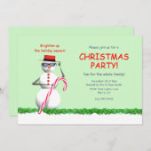 ホリデー雪だるまクリスマスパーティー 招待状 (正面/裏面)