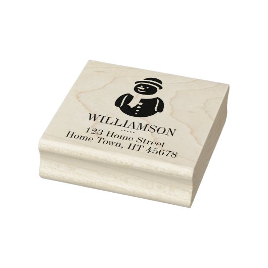 ホリデー雪だるまファミリーネーム差出人住所スクエア ラバースタンプ (スタンプ)