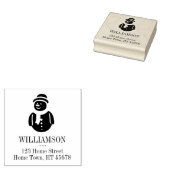 ホリデー雪だるまファミリーネーム差出人住所スクエア ラバースタンプ (押印)