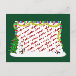 ホリデー雪だるまファミリーフォトフレーム シーズンポストカード