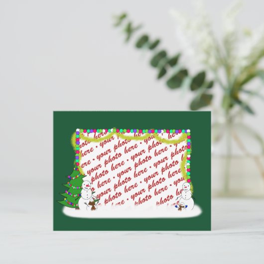 ホリデー雪だるまファミリーフォトフレーム シーズンポストカード (スタンド正面)