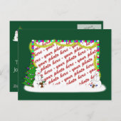 ホリデー雪だるまファミリーフォトフレーム シーズンポストカード (正面/裏面)