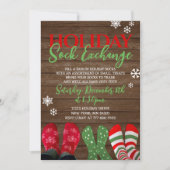 ホリデー靴下交換クリスマスパーティー 招待状 (正面)