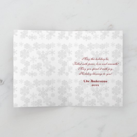 ホリデー魅力的ファミリーフォトコラージモノグラム カード (内部)