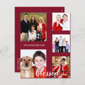 ホリデー魅力的ファミリーフォトコラージモノグラム シーズンポストカード (正面/裏面)