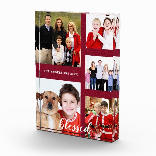 ホリデー魅力的ファミリーフォトコラージモノグラム フォトブロック (右)