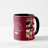 ホリデー魅力的ファミリーフォトコラージモノグラム マグカップ (正面右)