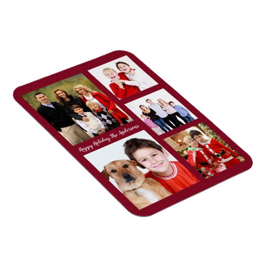 ホリデー魅力的ファミリーフォトコラージモノグラム マグネット (右側)