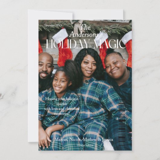 ホリデー魔法マガジンカバー – スタイルファミリーフォト シーズンカード (正面)