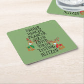 ホリデー鹿 コビッド2020 面白いクリスマス スクエアペーパーコースター (アングル)