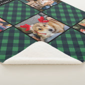 ホリデー5フォトコラージグリーンパーソナライズされたプレイド シェルパブランケット (3/4)