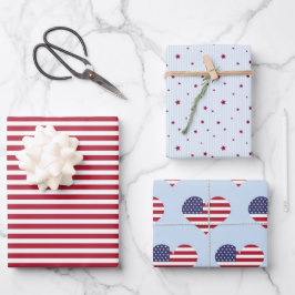 ホリデー7月4日ラッピング紙（3枚） ラッピングペーパーシート