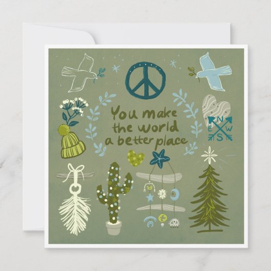 ホリデー アファメーション ピース ラブ ビーチ ギフト カード (正面)