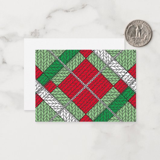 ホリデー アーガイル ニット 3.5x2.5 フラット カード / 水平 (正面/裏面インサイチュ)