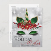 ホリデー ウィッシュ フェスティブ ユニコーン フェース シーズンポストカード (正面/裏面)