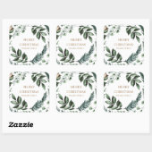 ホリデー ウィンター グリーン メリー クリスマス スクエアシール (シート)