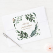 ホリデー ウィンター グリーン メリー クリスマス スクエアシール (封筒)