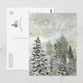 ホリデー ウィンター スノー フォレスト ありがとう カード ポストカード (正面/裏面)