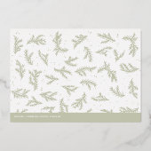 ホリデー ウィンター パインブランチ ボーダー フォト フォイル カード (裏面)