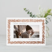 ホリデー ウィンター パインブランチ ボーダー フォト フォイル カード (立ち正面)