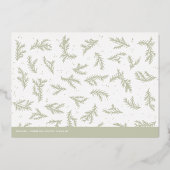 ホリデー ウィンター パイン ブランチ ボーダー フォト フォイル カード (裏面)