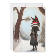 ホリデー ウィンター フォックス 手描き カード