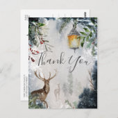 ホリデー ウィンター フォレスト シーン サンクス カード ポストカード (正面/裏面)