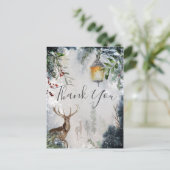 ホリデー ウィンター フォレスト シーン 感謝カード ポストカード (スタンド正面)