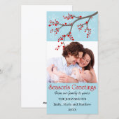 ホリデー ウィンター ベリーとスノーフレークの写真カード シーズンカード (正面/裏面)