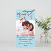 ホリデー ウィンター ベリーとスノーフレークの写真カード シーズンカード (スタンド正面)