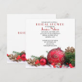 ホリデー ウィンター 赤 オーナメント ブライダルシャワー 招待状 (正面/裏面)